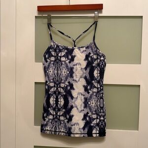 Lululemon Power Y Tank Ink Blot White Deep Indigo Size 8